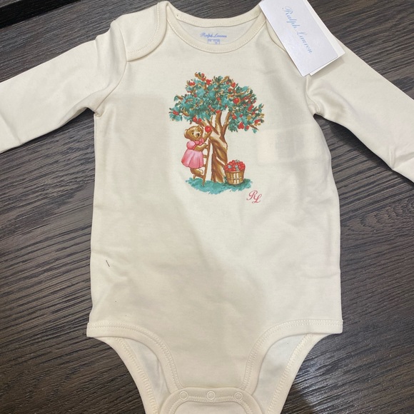Ralph Lauren Girls' Apple Picking Polo Bear Cotton Bodysuit, 2 Pac - Picture 1 of 9